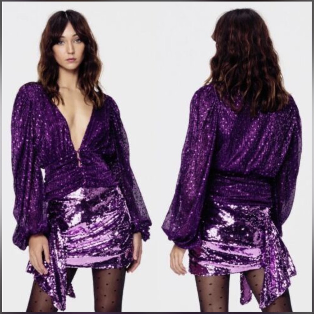 NWT For Love And Lemon Purple Sparkly Top